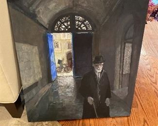 Bertrand Girard "An Old Parisian" 24" x 20" Acrylic painting on stretched canvas One of a Kind 