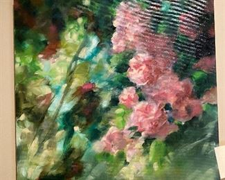 Fabienne Monestier "In the Garden Greenhouse" Original Oil on Canvas 19.6" sq 