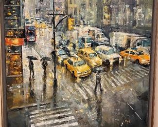 Sandra Zekk original art one of a kind Oil Painting on stretched canvas "Monday" COA 36"sq then framed