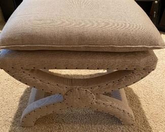 X Bench Cream Tufted Ottoman