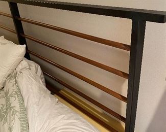 Room and Board Calder King High footboard and headboard in Natural Steel and Copper, slats in natural steel, Steel bed rails, Room and Board King plush Encased Coil mattress 