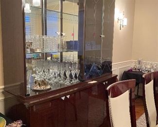 Milano Dining Sideboard with removable hutch Sapelli Mahogany finish 64' x 21" 84"