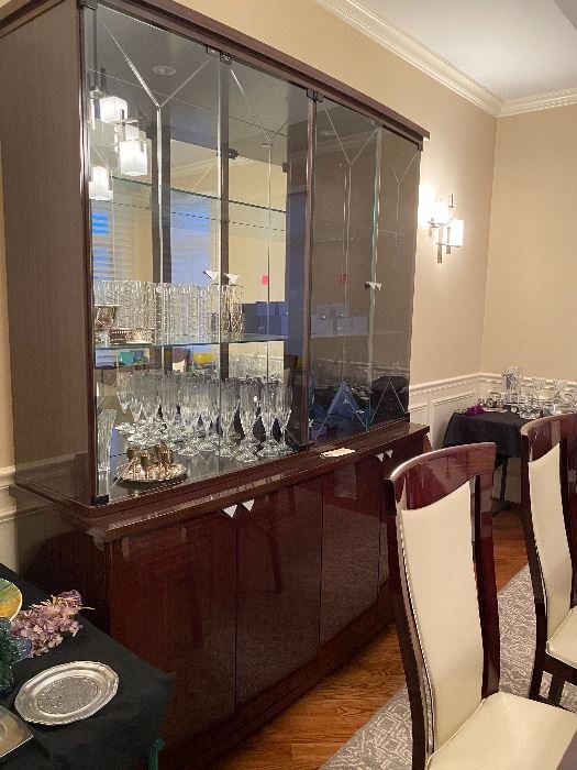 Milano Dining Sideboard with removable hutch Sapelli Mahogany finish 64' x 21" 84"