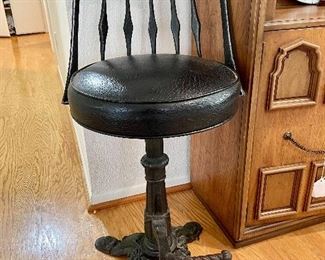 Antique cast iron barbers chair barstool 