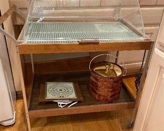 Mid century warming tray cart