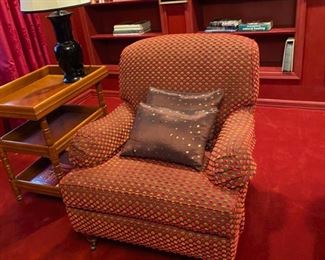 2 matching LANE fabric sofa chairs. Exquisite fabric.