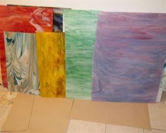 Sheets of raw stained glass.
