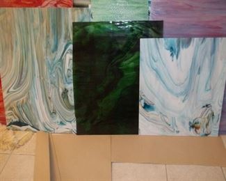 Sheets of stained glass.