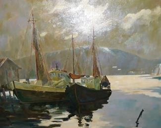 Nautical Seascape Oil on Canvas H. A. Wilson