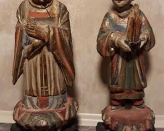 Pair 18thc Carved Miniature Chinese Figures