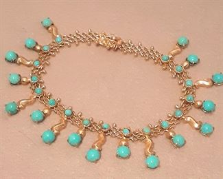 18kt Yellow Gold and Turquoise Stone Bracelet