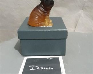 Daum Pate De Verre Shar-pei Dog Figure with Original Box.