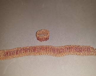 10Kt Gold Bracelet and Ring with Stones