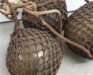 3 Antique Glass Fishing Float Ball