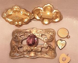Mixed Lot of Victorian Brooches with Stones, Some Gold Filled