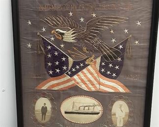  Antique U S Military Framed Textile