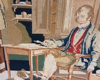 Framed 1841 Antique Framed Pettipoint Tapestry