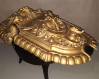 Antique Brass Coal Hog with Figural Motif