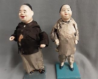 Antique Chinese Asian Couple Silk Clothing