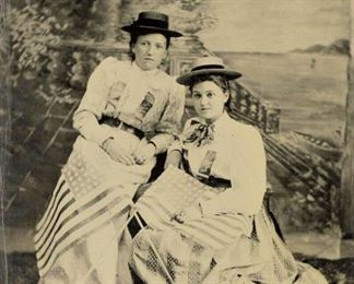 Patriotic Women Flags & Ribbons Tintype