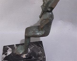 True Antique Ancient Egyptian Bronze Statue on Marble Base