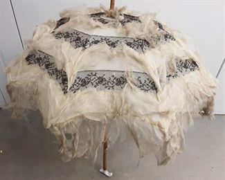 Victorian Parasol Umbrella Porcelain Handle