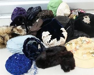 Large Lot of Vintage Ladies Hats
