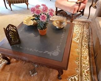 ETCHED SLATE TOP COCKTAIL TABLE