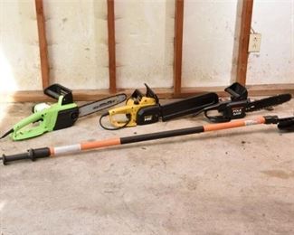 18. Threee 3 Chainsaws and a Pole Saw