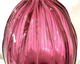 CRANBERRY FLUTED Tall Glass Vase