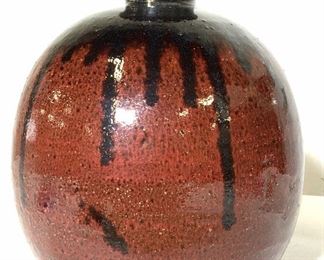Mid Century Glazed Terra Cotta Vase