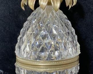 C.B. Co Cut Glass & Bronze Pineapple Vessel