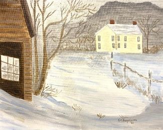 JC BOQOSSIAN Signed Framed Vintage Winter Painting