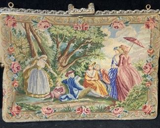 Antique Petit Point Victorian Tapestry Purse