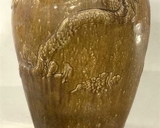 Antique Floor Size Asian Dragon Vase