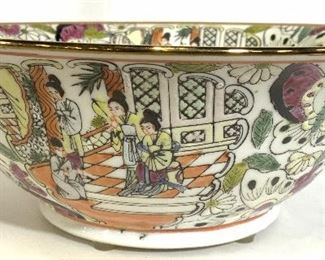 Signed Vintage Asian Hand Painted Porcelain Bowl