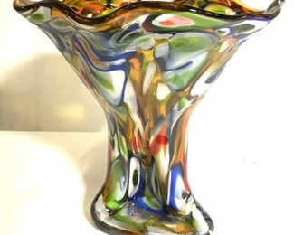 Hand Blown Polish Art Glass Vase Vessel