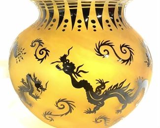 FELLERMAN & RAABE Sign Designer Glass Dragon Vase