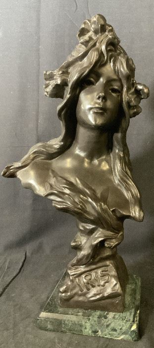EMMANUEL VILLANIS Signed Iris Bronze Sculpture
