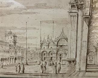 Antique St Mark’s Square Ink Drawing