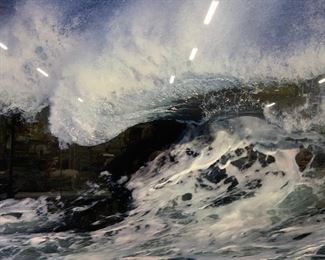 Oversized Signed Ocean Waves Photograph Artwork