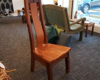 One of six hand crafted chairs sold with round table. 