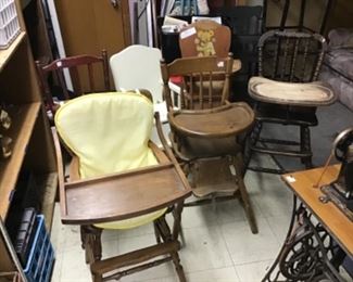 Several antique/vintage high chairs