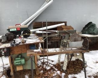 Pipe vise in the foreground 