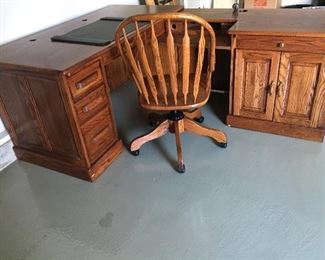 G.R. Oak Winners Only L Shape Desk & Chair