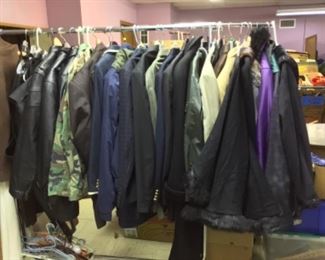 Winter Coats, Leather Coats & Vest,  Leather Chaps. Sizes from Women’s Small - Large & Men’s 2x.     Camel Hair Bill Blass Custom Made Suit Coat 