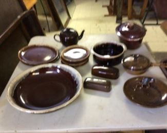 Brown pottery and baking crocks