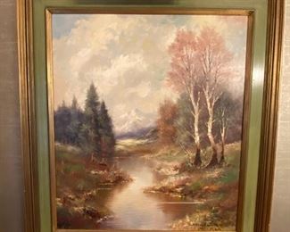 Wonderful scenic oil painting signed B. Stadler Munchen. 34" x 38" framed. Front room area