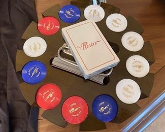 1970's Ford Pinto Promotional Poker set. Located in dining room on buffet