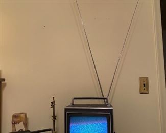 Smaller of the 2 vintage Sony Trinitron portable color TV. Powers up, appears to have all knobs and antennas.  Dining room which is just off front living room